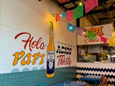 The colorful dining room inside Papi Chulo's in Portland
